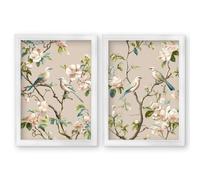 Exceptional Art Blossom Songbirds - Strong White Hurstwood frame - Collection of 2 - 38 x 50cm (A3) - White Hurstwood