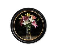 Exceptional Art Blush Lilies After Dark - Oxford round frame - Lilies After Dark - 96 x 96cm