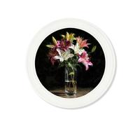 Exceptional Art Blush Lilies After Dark - Oxford Strong White round frame - Lilies After Dark - 96 x 96cm