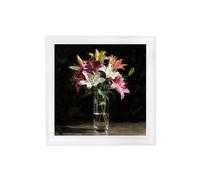 Exceptional Art Blush Lilies After Dark - Strong White Hurstwood square frame - Lilies After Dark - 96 x 96cm