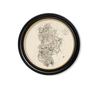 Exceptional Art c.1806 County Maps of England - Round - 70 x 70cm - Black - Bedfordshire