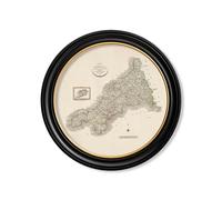 Exceptional Art c.1806 County Maps of England - Round - 96 x 96cm - Black - Cornwall