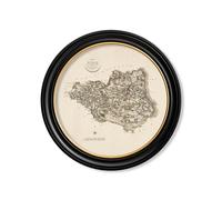 Exceptional Art c.1806 County Maps of England - Round - 96 x 96cm - Black - Durham