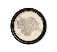 Exceptional Art c.1806 County Maps of England - Round - 96 x 96cm - Black - Yorkshire