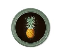 Exceptional Art c.1812 Pineapple Study (Black) - Green Round Frame - 70 x 70cm - Oxford Round