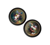 Exceptional Art c.1812 Still Life of Flowers - Round - 70 x 70cm - Black - Collection of 2