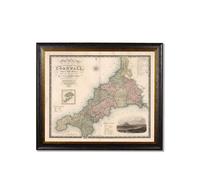Exceptional Art c.1830 County Maps of England - 70 x 84cm - Black - Cornwall