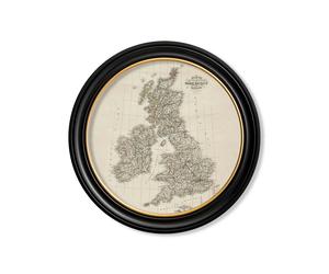 Exceptional Art c.1838 Map of Great Britain - Round Frame - 120 x 120cm - Oxford Round