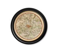 Exceptional Art c.1839 Pigot & Co. New Map of the Environs London - Round - 70 x 70cm - Oxford Round