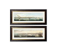 Exceptional Art c.1844 Panoramic Views of New York - 38 x 95cm - Black - Set of 2