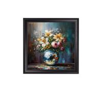 Exceptional Art Disco Bloom Lilies & Roses - Black Hurstwood square frame - Disco Bloom Lilies & Roses - 70 x 70cm