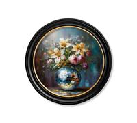 Exceptional Art Disco Bloom Lilies & Roses - Oxford round frame - Disco Bloom Lilies & Roses - 70 x 70cm
