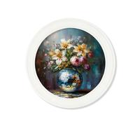 Exceptional Art Disco Bloom Lilies & Roses - Oxford Strong White round frame - 96 x 96cm
