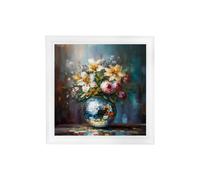 Exceptional Art Disco Bloom Lilies & Roses - Strong White Hurstwood square frame - Disco Bloom Lilies & Roses - 70 x 70cm