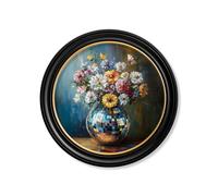 Exceptional Art Disco Bloom Wildflowers - Oxford round frame - 96 x 96cm
