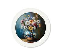 Exceptional Art Disco Bloom Wildflowers - Oxford Strong White round frame - 96 x 96cm