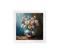 Exceptional Art Disco Bloom Wildflowers - Strong White Hurstwood square frame - 96 x 96cm