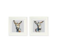 Exceptional Art Donkey Jack & Jennet Cosy Sketch - Cream Hurstwood square frame - Collection of 2 - 44 x 44 cm - Cream Hurstwood Square
