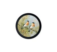 Exceptional Art Garden Birds - 30cm Black Round Box Frame - 30 x 30cm - Black Round Box Frame - Bullfinches