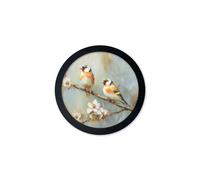 Exceptional Art Garden Birds - 30cm Black Round Box Frame - 30 x 30cm - Black Round Box Frame - Goldfinches
