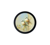 Exceptional Art Garden Birds - 30cm Black Round Box Frame - 30 x 30cm - Black Round Box Frame - Long Tailed Tits