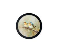 Exceptional Art Garden Birds - 30cm Black Round Box Frame - 30 x 30cm - Black Round Box Frame - Robins