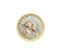 Exceptional Art Garden Birds - 30cm Gold Round Box Frame - 30 x 30cm - Gold Round Box Frame - Chaffinches