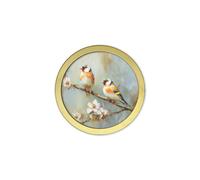 Exceptional Art Garden Birds - 30cm Gold Round Box Frame - 30 x 30cm - Gold Round Box Frame - Goldfinches