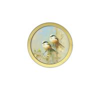 Exceptional Art Garden Birds - 30cm Gold Round Box Frame - 30 x 30cm - Gold Round Box Frame - Long Tailed Tits