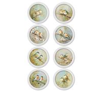 Exceptional Art Garden Birds - 30cm White Round Box Frame - 30 x 30cm - White Round Box Frame - Collection of 8