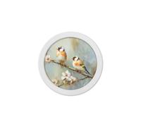 Exceptional Art Garden Birds - 30cm White Round Box Frame - 30 x 30cm - White Round Box Frame - Goldfinches
