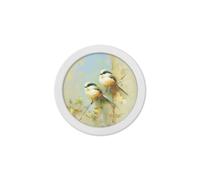 Exceptional Art Garden Birds - 30cm White Round Box Frame - 30 x 30cm - White Round Box Frame - Long Tailed Tits