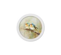 Exceptional Art Garden Birds - 30cm White Round Box Frame - 30 x 30cm - White Round Box Frame - Robins