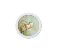 Exceptional Art Garden Birds - 30cm White Round Box Frame - 30 x 30cm - White Round Box Frame - Wrens