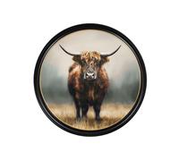 Exceptional Art Highland Cow - Oxford round frame - 120cm x 120cm