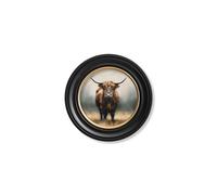 Exceptional Art Highland Cow - Oxford round frame - 44 x 44cm