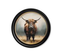 Exceptional Art Highland Cow - Oxford round frame - 70 x 70cm