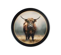 Exceptional Art Highland Cow - Oxford round frame - 96 x 96cm