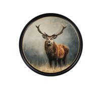 Exceptional Art Highland Stag - Oxford round frame - 120cm x 120cm