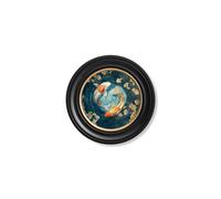 Exceptional Art Japanese Koi Carps Dawn - Oxford Round Frame - 44 x 44cm