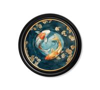 Exceptional Art Japanese Koi Carps Dawn - Oxford Round Frame - 96 x 96cm