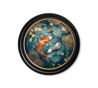 Exceptional Art Japanese Koi Carps Dusk - Oxford Round Frame - 96 x 96cm