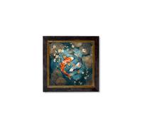 Exceptional Art Japanese Koi Carps Dusk - Oxford Square Frame - 44 x 44cm