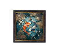Exceptional Art Japanese Koi Carps Dusk - Oxford Square Frame - 96 x 96cm