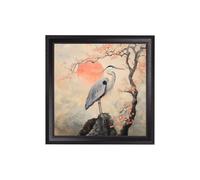 Exceptional Art Japanese Twin Herons - Black Hurstwood square frame - Collection of 2 - 96 x 96cm - Black Hurstwood Square