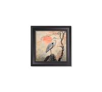 Exceptional Art Japanese Twin Herons - Black Hurstwood square frame - Right Facing Heron - 44 x 44 cm - Black Hurstwood Square