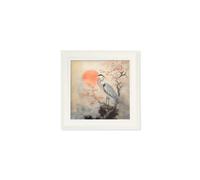 Exceptional Art Japanese Twin Herons - Cream Hurstwood square frame - Cream Hurstwood Square - 44 x 44 cm - Left Facing Heron