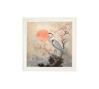 Exceptional Art Japanese Twin Herons - Cream Hurstwood square frame - Cream Hurstwood Square - 96 x 96cm - Left Facing Heron
