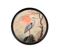 Exceptional Art Japanese Twin Herons - Oxford round frame - Collection of 2 - 120cm x 120cm