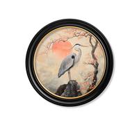 Exceptional Art Japanese Twin Herons - Oxford round frame - Right Facing Heron - 70 x 70cm